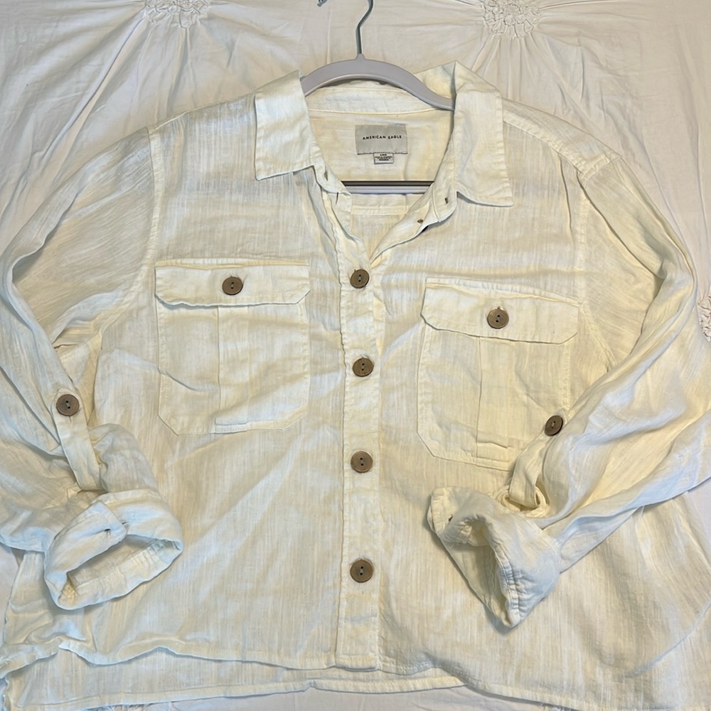 American Eagle Off-White Button Down Blouse